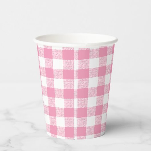 Gingham Karo Pink Paper Cup Pappbecher (Rechts)