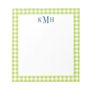 Gingham-Karo-Rand Limettengrün Notizblock