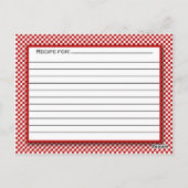 Gingham Karo Red White Rezept Card Postkarte (Rückseite)