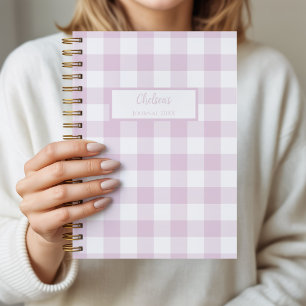 Gingham Karo Rosa Personalisiertes Tagebuch Notizb Notizblock
