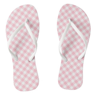 Gingham-Karo, rosa und weiße mittlere Größe Badesandalen