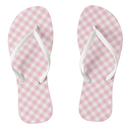 Gingham-Karo, rosa und weiße mittlere Größe Badesandalen (Fußbett)