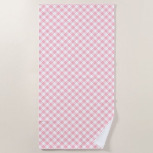 Gingham-Karo, rosa und weiße mittlere Größe Strandtuch (Vorderseite)