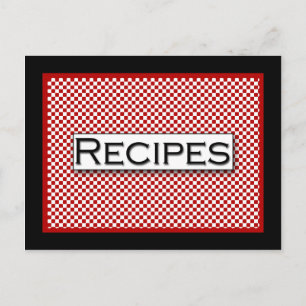 Gingham-Karo Rot Schwarz Weiß Rezeptkarte Postkarte