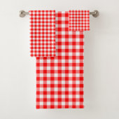 Gingham-Karo, rot und weiß, mittelgroß Badhandtuch Set (Insitu)