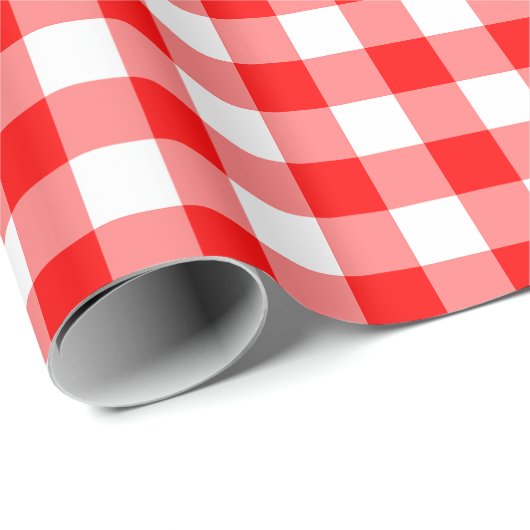 Gingham-Karo, rot und weiß, mittelgroß Geschenkpapier (Rolleneckpunkt)