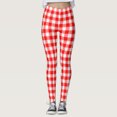Gingham-Karo, rot und weiß, mittelgroß Leggings (Vorderseite)