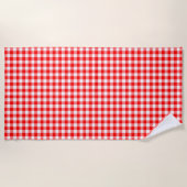 Gingham-Karo, rot und weiß, mittelgroß Strandtuch (Vorderseite)