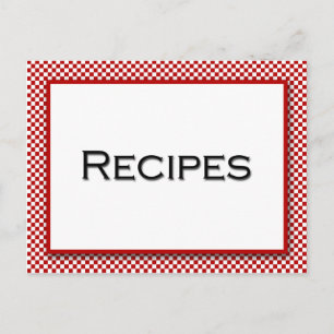 Gingham-Karo Rot-Weiß Rezeptkarte Postkarte