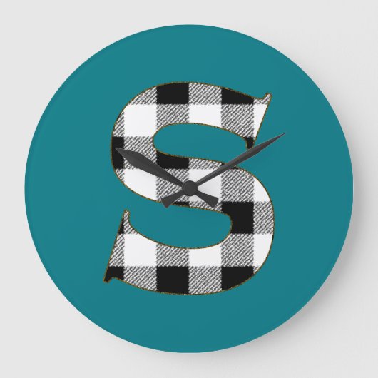 Gingham Karo S Große Wanduhr (Vorderseite)