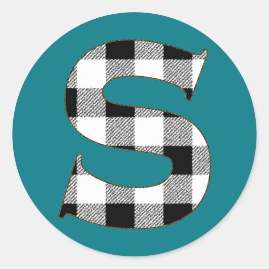 Gingham Karo S Runder Aufkleber (Vorderseite)