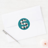 Gingham Karo S Runder Aufkleber (Umschlag)