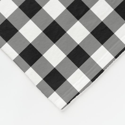 Gingham-Karo, Schwarz und Weiß Fleecedecke (Ecke)