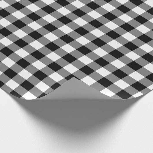 Gingham-Karo, Schwarz und Weiß Geschenkpapier (Ecke)