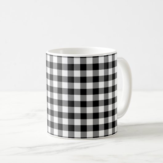 Gingham-Karo, Schwarz und Weiß Kaffeetasse (VorderseiteRechts)