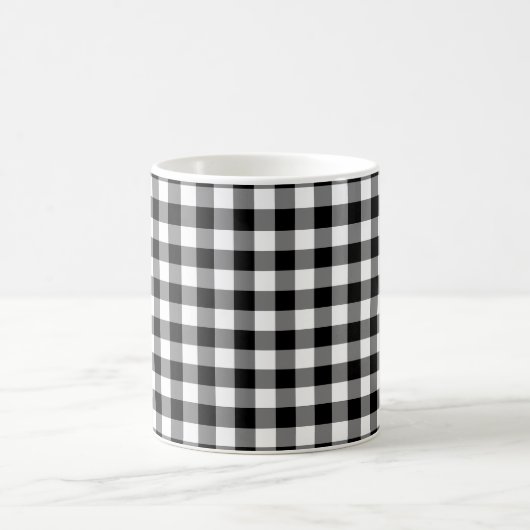 Gingham-Karo, Schwarz und Weiß Kaffeetasse (Mittel)