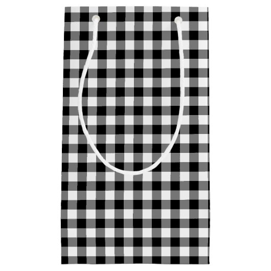 Gingham-Karo, Schwarz und Weiß Kleine Geschenktüte (Vorderseite)