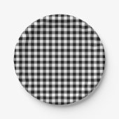 Gingham-Karo, Schwarz und Weiß Pappteller (Vorderseite)