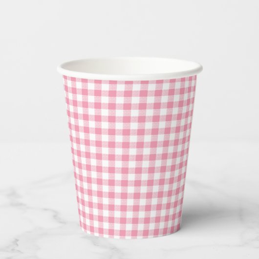 Gingham Karo Small Pink Paper Cup Pappbecher (Rückseite)