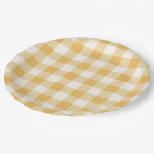 Gingham-Karo-Teller Pappteller (Schrägansicht)