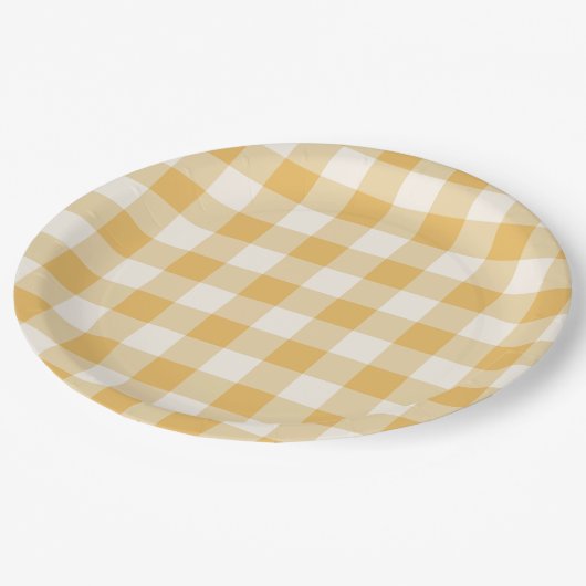Gingham-Karo-Teller Pappteller (Schrägansicht)