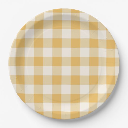 Gingham-Karo-Teller Pappteller (Vorderseite)