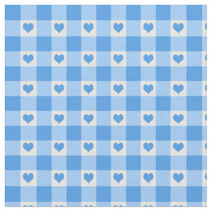 Gingham-Karo-und des Herz-Muster-  Blau Stoff