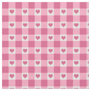 Gingham-Karo-und des Herz-Muster- Rosa Stoff