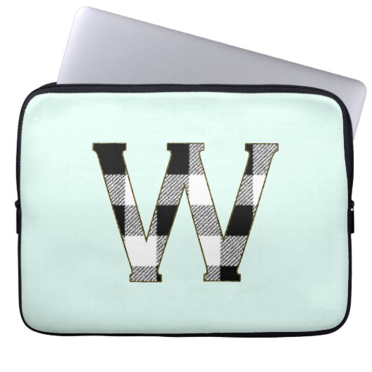 Gingham Karo W Laptopschutzhülle (Vorderseite)