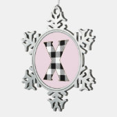 Gingham Karo X Schneeflocken Zinn-Ornament (Rechts)