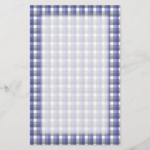 Gingham-Karomuster. Blau, grau, weiß Briefpapier