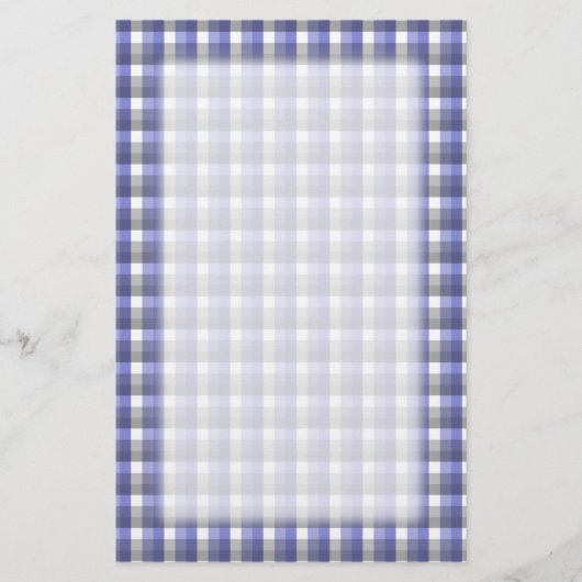 Gingham-Karomuster. Blau, grau, weiß Briefpapier (Vorderseite)