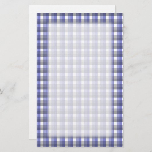 Gingham-Karomuster. Blau, grau, weiß Briefpapier (Vorne/Hinten)