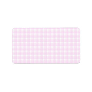 Gingham-Karomuster. Erblassen Sie - Rosa und Weiß Adressaufkleber