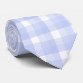 Gingham-Karomuster. Hellblau u. weiß Krawatte (Gerollt)