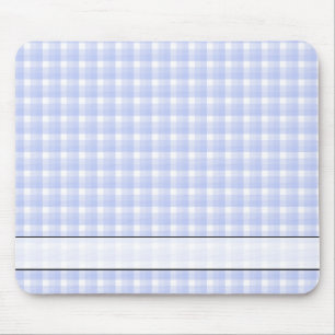 Gingham-Karomuster. Hellblau u. weiß Mousepad