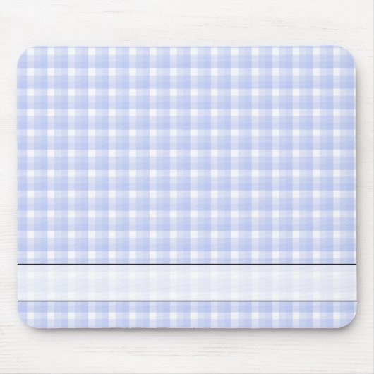 Gingham-Karomuster. Hellblau u. weiß Mousepad (Vorne)