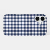 Gingham-Karomuster - Marineblau iPhone 16 Hülle (Rückseite (Horizontal))