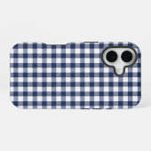 Gingham-Karomuster - Marineblau iPhone 16 Hülle (Rückseite (Horizontal))