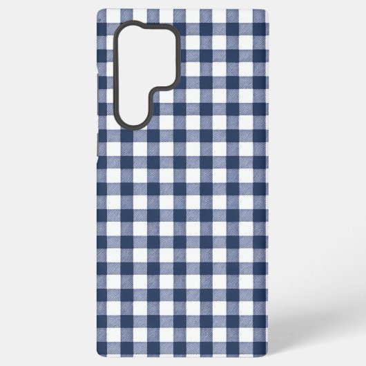 Gingham-Karomuster - Marineblau Samsung Galaxy Hülle (Rückseite)