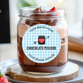 Gingham Karos Blue Pattern Jar Label für Unternehm Runder Aufkleber