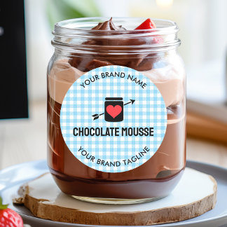 Gingham Karos Blue Pattern Jar Label für Unternehm Runder Aufkleber