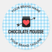 Gingham Karos Blue Pattern Jar Label für Unternehm Runder Aufkleber (Vorderseite)