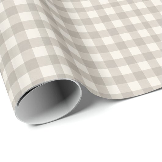 Gingham Karos kariert neutrales Beige Geschenkpapier (Rolleneckpunkt)