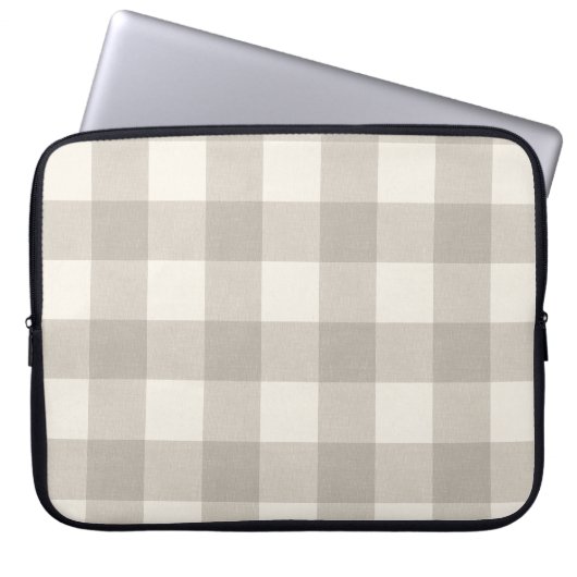 Gingham Karos kariert neutrales Beige Laptopschutzhülle (Vorderseite)