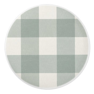 Gingham Karos kariertes, helles Grün Keramikknauf