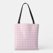 Gingham Karos Muster in Rosa und Weiß Tasche (Rückseite)