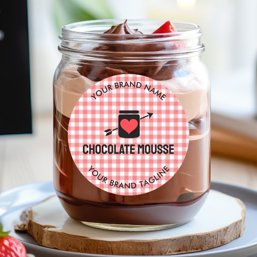 Gingham Karos Pink Pattern Jar Label für Unternehm Runder Aufkleber