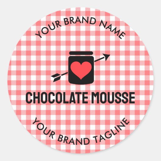 Gingham Karos Pink Pattern Jar Label für Unternehm Runder Aufkleber (Vorderseite)