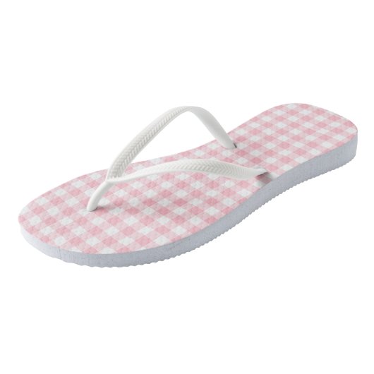 Gingham-Karos, rosa und weiße Mittelformat Badesandalen (Schrägansicht)